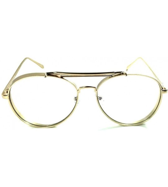 Aviator Thick Bold Metal Frame Aviator Eyeglasses/Clear Lens Sunglasses - Gold - CX1849XKQ32 $22.34