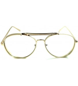 Aviator Thick Bold Metal Frame Aviator Eyeglasses/Clear Lens Sunglasses - Gold - CX1849XKQ32 $22.34