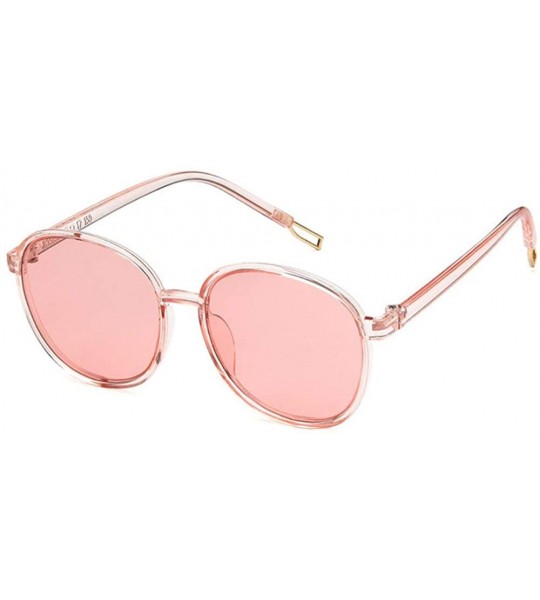 Round Women Fashion Eyewear Round Transparent Sunglasses with Case UV400 - Transparent Pink Frame/Pink Lens - CV18WM9DDZ7 $38.24