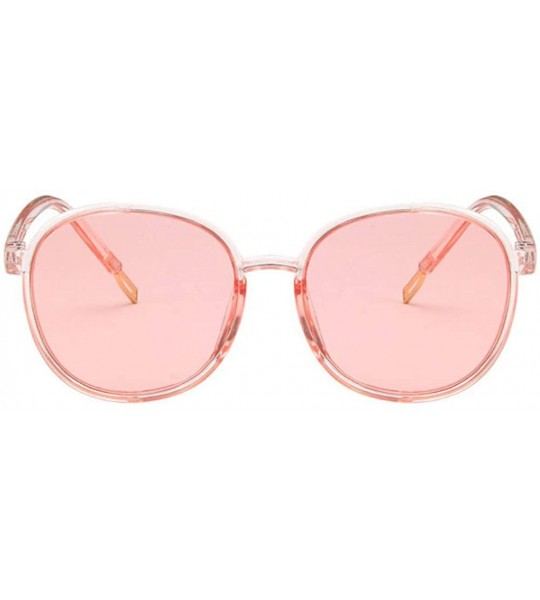 Round Women Fashion Eyewear Round Transparent Sunglasses with Case UV400 - Transparent Pink Frame/Pink Lens - CV18WM9DDZ7 $38.24