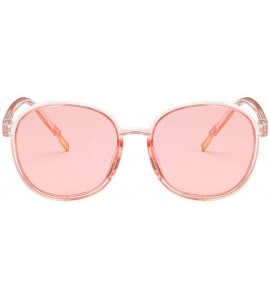 Round Women Fashion Eyewear Round Transparent Sunglasses with Case UV400 - Transparent Pink Frame/Pink Lens - CV18WM9DDZ7 $38.24