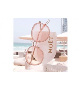 Round Women Fashion Eyewear Round Transparent Sunglasses with Case UV400 - Transparent Pink Frame/Pink Lens - CV18WM9DDZ7 $38.24