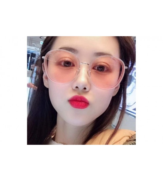 Round Women Fashion Eyewear Round Transparent Sunglasses with Case UV400 - Transparent Pink Frame/Pink Lens - CV18WM9DDZ7 $38.24