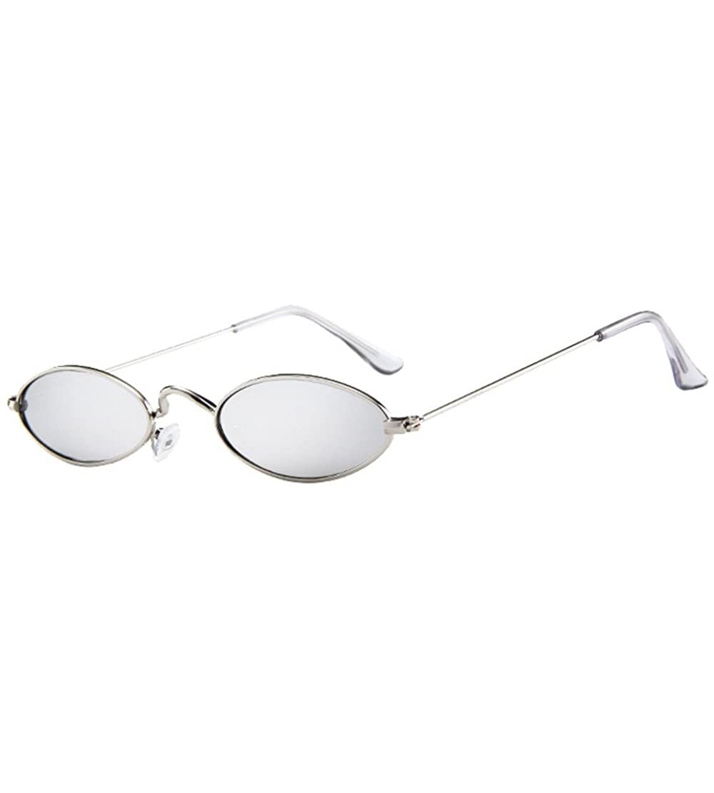 Square Fashion Mens Womens Retro Small Oval Sunglasses Metal Frame Shades Eyewear - G - CY193XH8UY4 $19.13