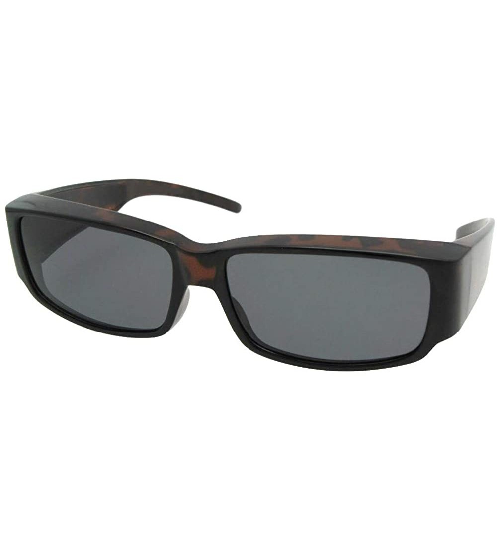 Rectangular Small Polarized Fit Over Sunglasses F25 - Tortoise Frame-med Dark Gray Lenses - C8186S35X09 $31.26