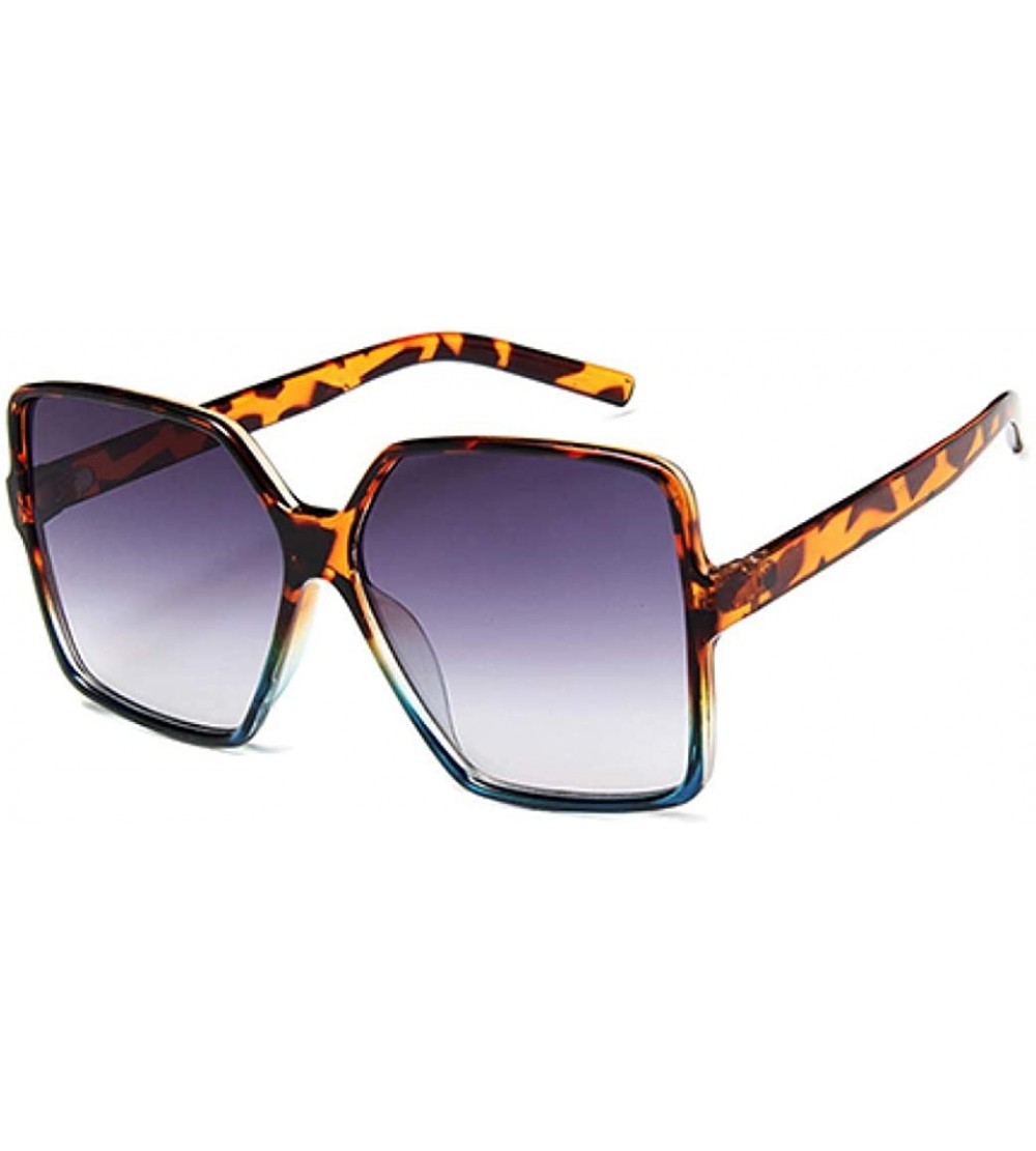 Oversized Sexy Leopard Oversized Square Sunglasses Big Frame Sunglasses Women UV400 Silver Gradient Eyewear - CF18U72D0D7 $25.97