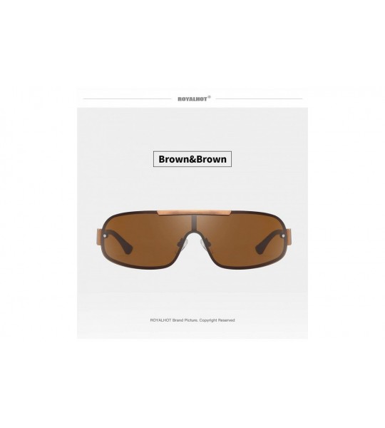 Square Men Shield Sunglasses Polarized UV 400 Protection 70MM Fashion Style Driving - Brown Brown - CX192GGH45S $28.51