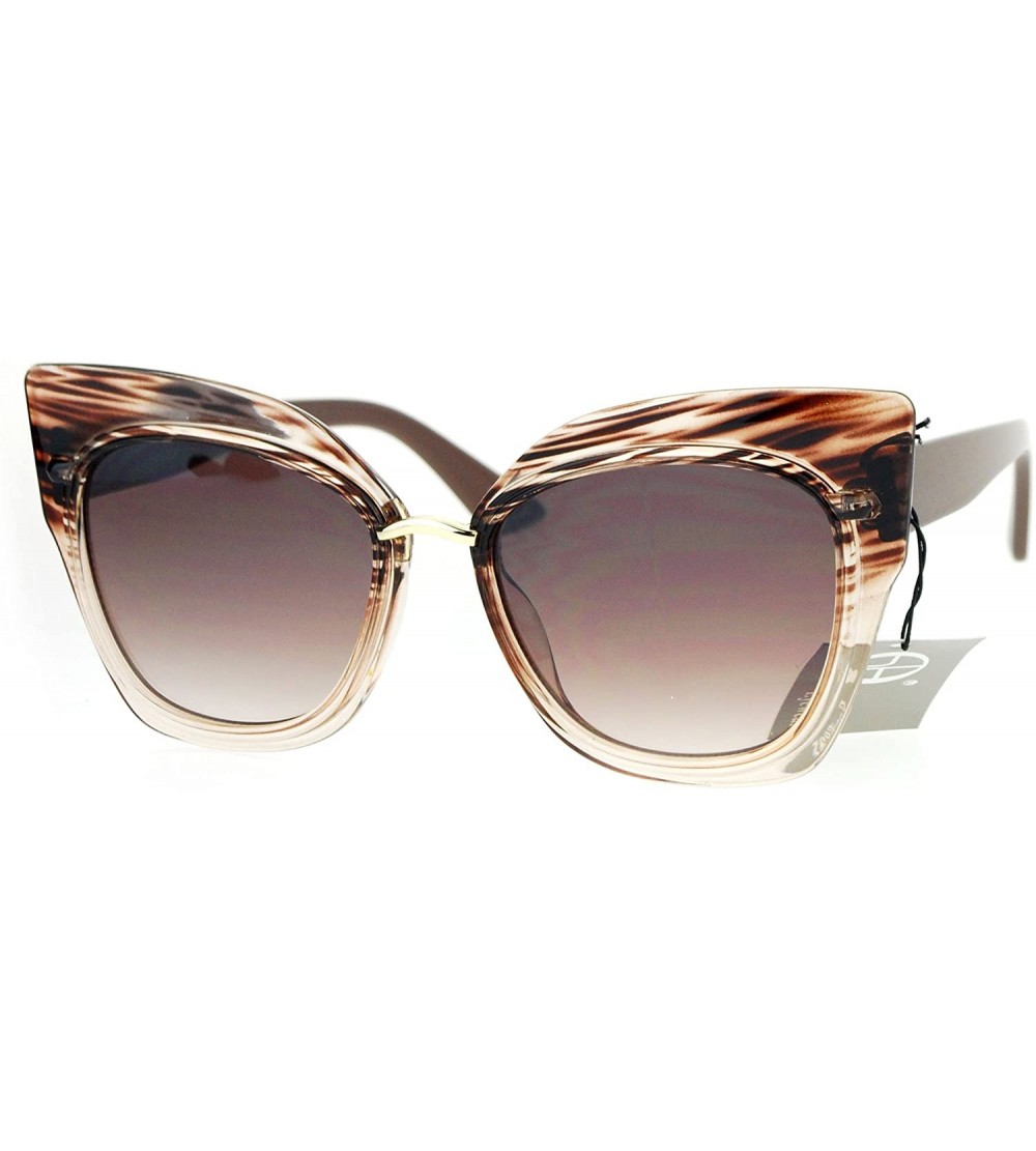Oversized Oversized Fashion Sunglasses Womens Square Cateye Butterfly UV 400 - Brown Clear - CS186AE893R $22.91