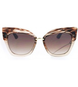 Oversized Oversized Fashion Sunglasses Womens Square Cateye Butterfly UV 400 - Brown Clear - CS186AE893R $22.91