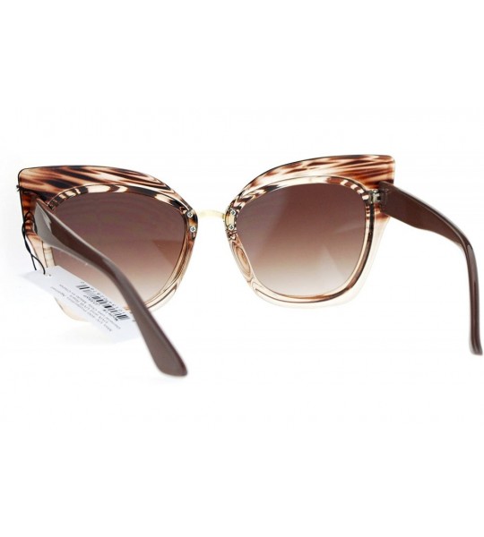 Oversized Oversized Fashion Sunglasses Womens Square Cateye Butterfly UV 400 - Brown Clear - CS186AE893R $22.91