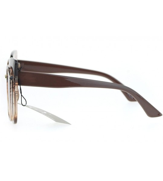 Oversized Oversized Fashion Sunglasses Womens Square Cateye Butterfly UV 400 - Brown Clear - CS186AE893R $22.91