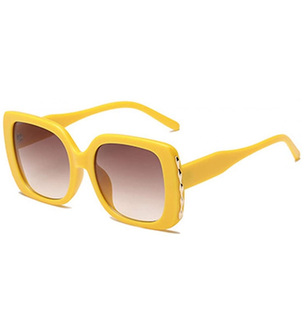 Sport Sunglasses Female Sunglasses Retro Glasses Men and women Sunglasses - Yellow - CL18LL9W5KS $17.60