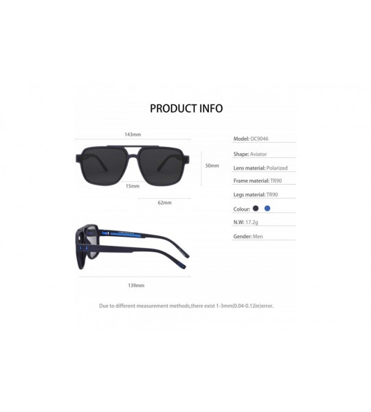 Oversized Mens Polarized 100% UV Protection Aviator Rectangular Sunglasses for Men driving - Blue/Blue Line - CQ18WEX55KS $27.07