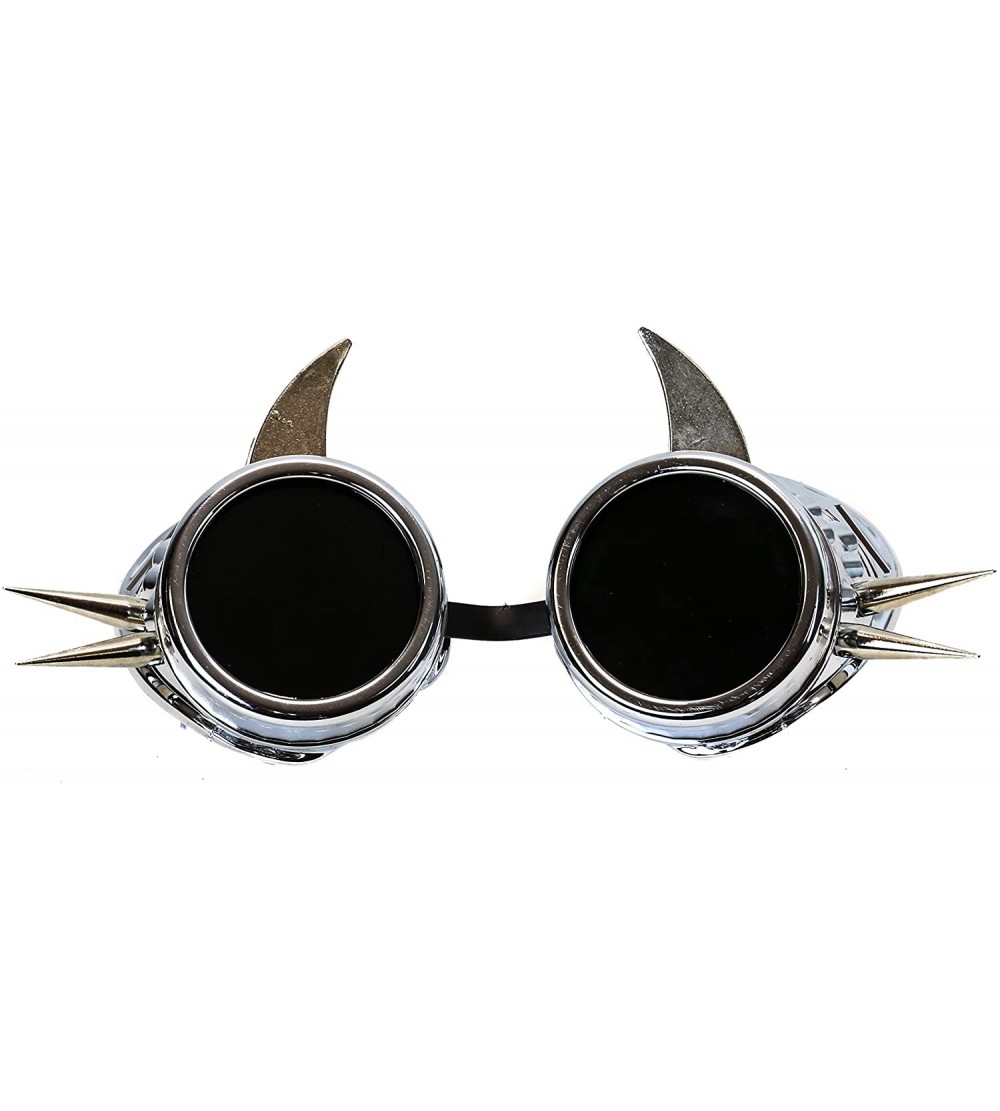 Goggle Cyber Steampunk Goggles Silver Devil Spike Biker Gothic Rave Aviator Burning Man - C61281CUZ8H $29.34