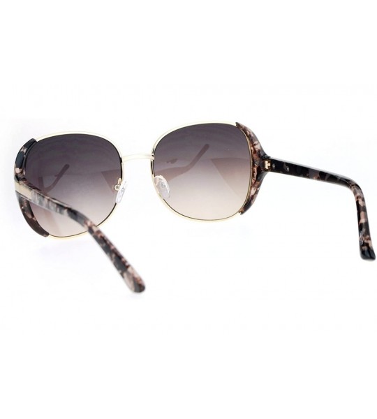 Square Womens Fashion Sunglasses Trendy Chic Square Frame UV 400 Eyewear - Brown Marble (Smoke Brown) - CC182528MX2 $21.39