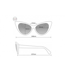 Round Vintage Inspired Fashion Mod Chic High Pointed Cat Eye Sunglasses for Women - White Frame - C118CESHE40 $19.64