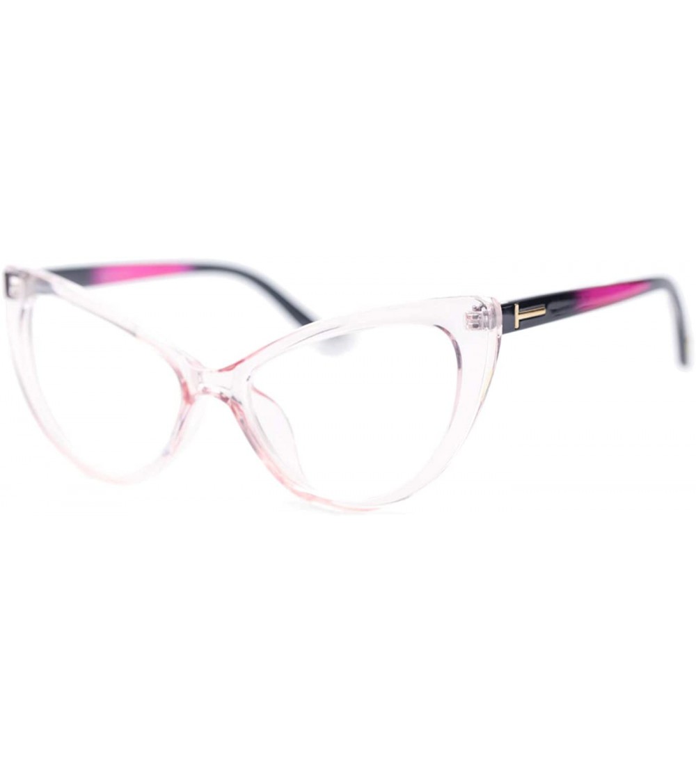 Cat Eye Womens Oversized Fashion Cat Eye Eyeglasses Frame Large Reading Glasses - Pink With Colorful Arm - CT18CQ50709 $24.25