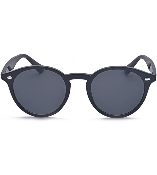 Aviator Vintage Polarized Horn Rimmed Round Circle Sunglasses UV400 Protection - Black/Gray - CN18E5DUYH5 $22.64