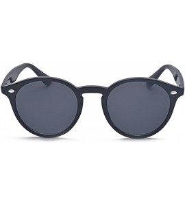 Aviator Vintage Polarized Horn Rimmed Round Circle Sunglasses UV400 Protection - Black/Gray - CN18E5DUYH5 $22.64