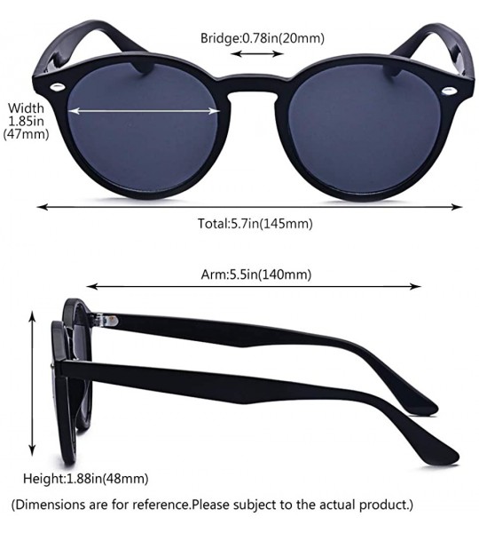 Aviator Vintage Polarized Horn Rimmed Round Circle Sunglasses UV400 Protection - Black/Gray - CN18E5DUYH5 $22.64