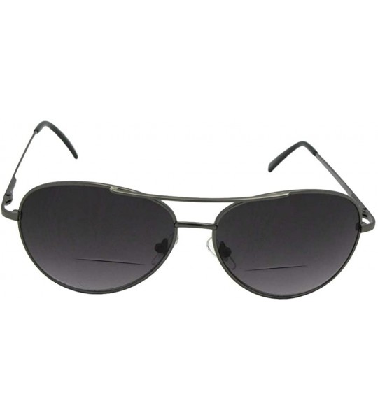 Aviator Medium Metal Frame Aviator Bifocal Sunglasses B15 - Pewter Frame-gray Lenses - C7188TUXWDS $29.94