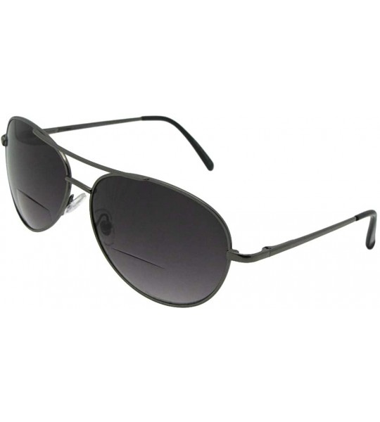 Aviator Medium Metal Frame Aviator Bifocal Sunglasses B15 - Pewter Frame-gray Lenses - C7188TUXWDS $29.94