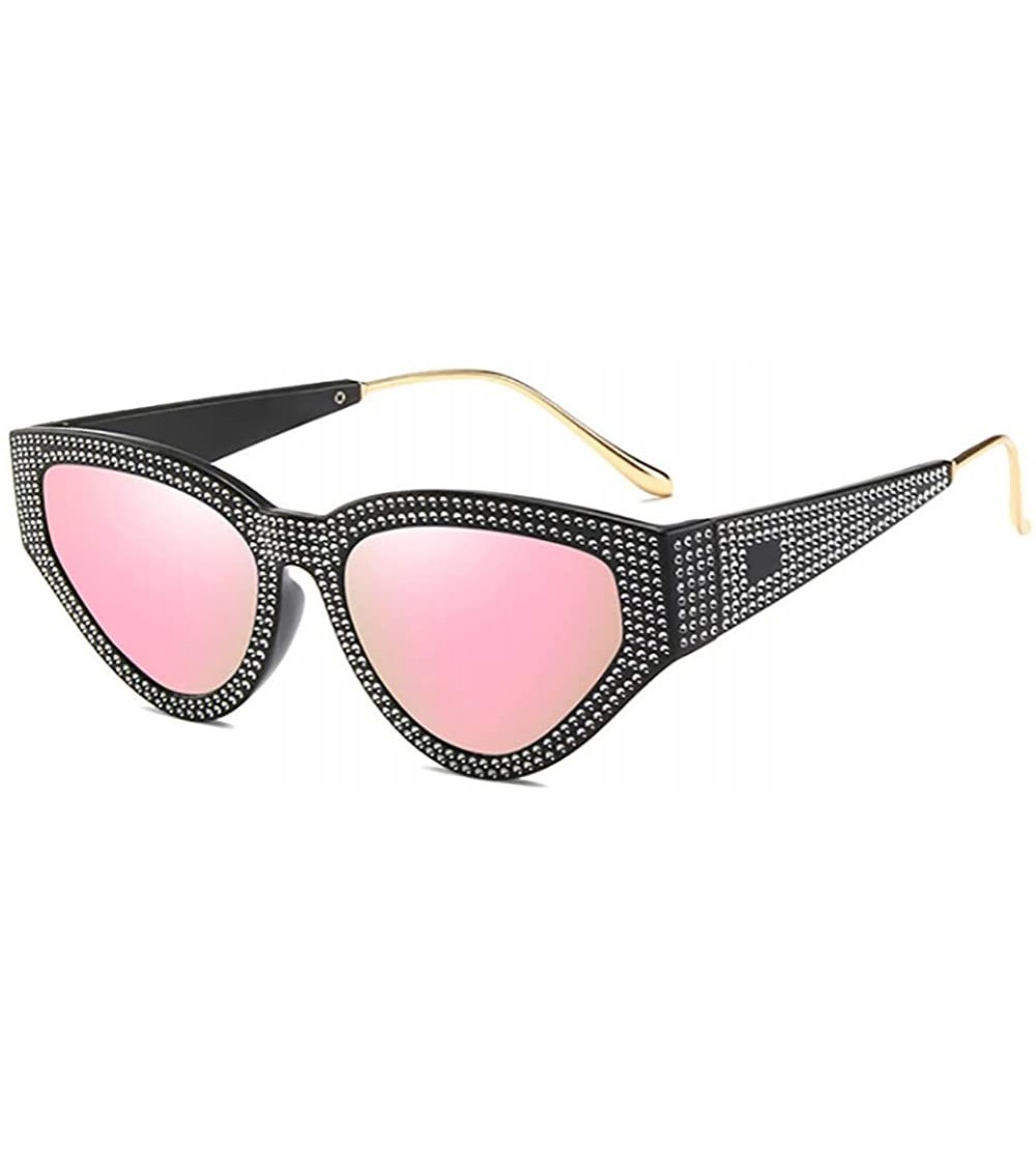 Oval Fashion Diamond Sunglasses Unisex-Shade Glasses Cat Eye Mirror Lens-Sturdy Frame - C - CX1905Z9A37 $56.71
