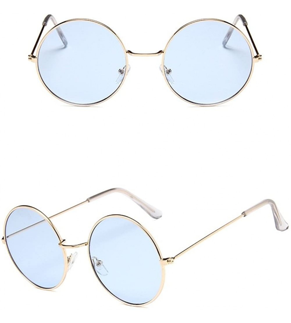 Round Gold Wire Frame Tinted Lens Retro Round Sunglasses Small Size - Gold - C0186H43XOW $17.69