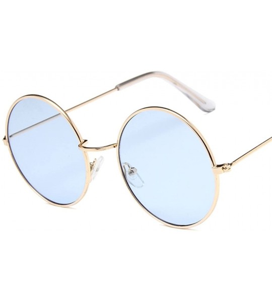 Round Gold Wire Frame Tinted Lens Retro Round Sunglasses Small Size - Gold - C0186H43XOW $17.69