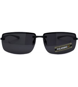 Rectangular No Glare Polarized Lens Rimless Rectangular Light Weight Sunglasses - All Black - CV196IQIUE2 $26.24