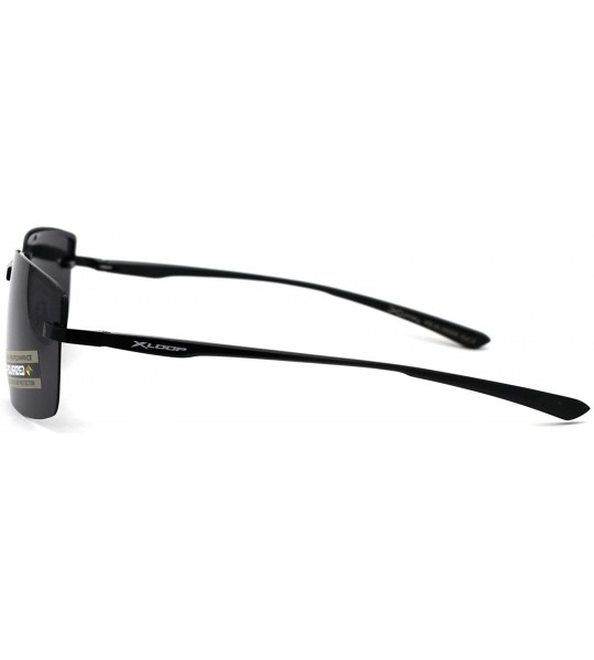 Rectangular No Glare Polarized Lens Rimless Rectangular Light Weight Sunglasses - All Black - CV196IQIUE2 $26.24