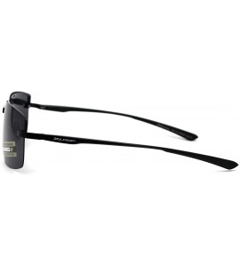 Rectangular No Glare Polarized Lens Rimless Rectangular Light Weight Sunglasses - All Black - CV196IQIUE2 $26.24