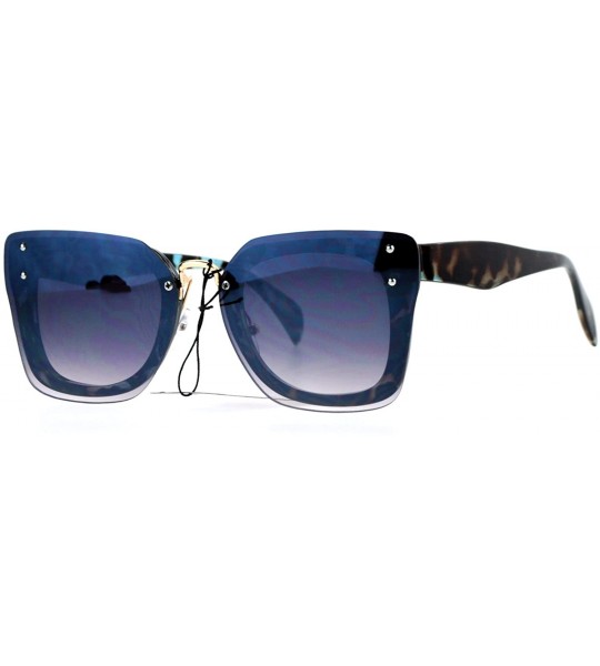 Butterfly Womens Flat Lens Rimless Butterfly Horn Rim Sunglasses - Black Tortoise - CP12LZSNKLD $23.61