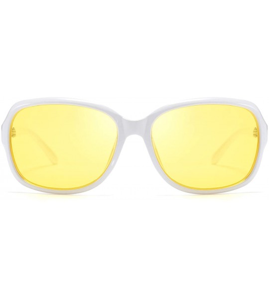 Goggle Classic Womens Night Glasses Driving Anti Glare Wrap Around Yellow Sunglasses B2548 - White - CW192ZAXSSK $33.00