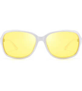 Goggle Classic Womens Night Glasses Driving Anti Glare Wrap Around Yellow Sunglasses B2548 - White - CW192ZAXSSK $33.00