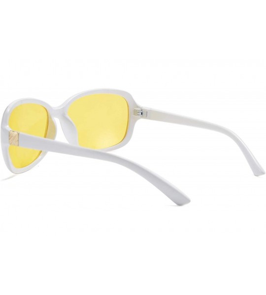 Goggle Classic Womens Night Glasses Driving Anti Glare Wrap Around Yellow Sunglasses B2548 - White - CW192ZAXSSK $33.00