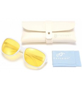 Goggle Classic Womens Night Glasses Driving Anti Glare Wrap Around Yellow Sunglasses B2548 - White - CW192ZAXSSK $33.00