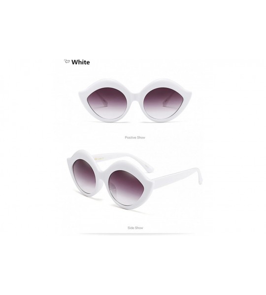 Rimless Quality red lip shape sunglasses women cat eye sexy party retro cosplay goggles - White - CW18D97SCNU $20.19