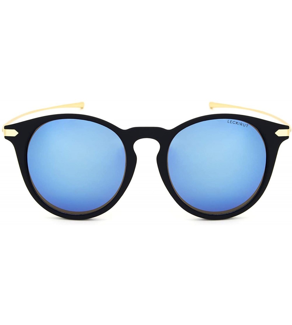 Oval Fashion Trend Women's Polarized Sunglasses for Driving Party - Black Frame Blue Lens (Mirrored) - C118TY30EZS $25.35