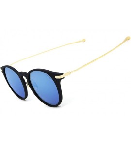 Oval Fashion Trend Women's Polarized Sunglasses for Driving Party - Black Frame Blue Lens (Mirrored) - C118TY30EZS $25.35