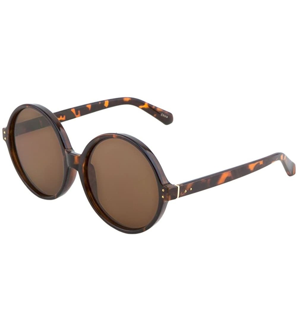 Oversized Mod Round Sunglasses for Women Men UV Protected Runway Fashion - Brown - CY17Z6O0EZ7 $18.10