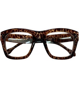 Oversized Vintage Inspired Geek Oversized Square Thick Horn Rimmed Eyeglasses Clear Lens - Leopard 00012 - CH18Y7HLWG3 $22.05