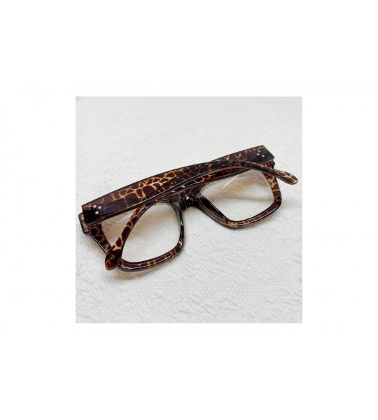 Oversized Vintage Inspired Geek Oversized Square Thick Horn Rimmed Eyeglasses Clear Lens - Leopard 00012 - CH18Y7HLWG3 $22.05