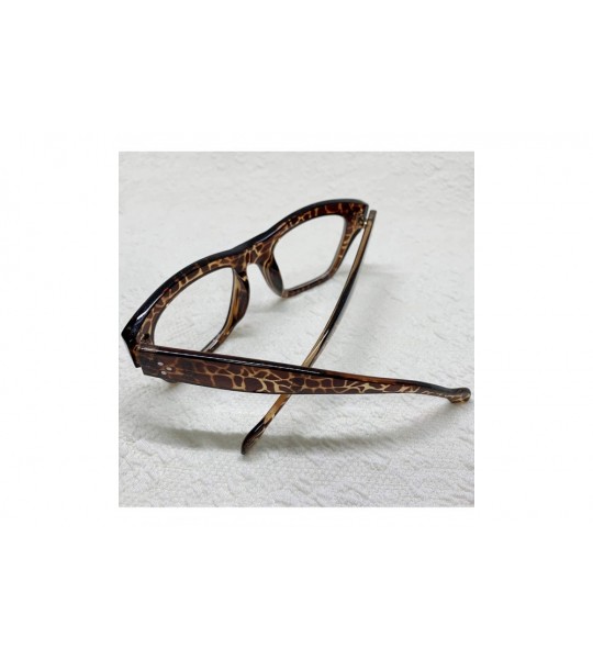 Oversized Vintage Inspired Geek Oversized Square Thick Horn Rimmed Eyeglasses Clear Lens - Leopard 00012 - CH18Y7HLWG3 $22.05