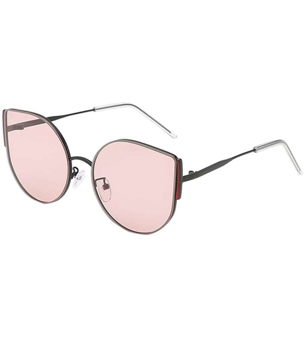 Wrap Metal sunglasses Tinted Eyewear Polarized Sunglasses Man Women Sunglasses - Pink - C718TM5DNA3 $17.56