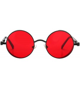 Rimless John Lennon Round Steampunk Sunglasses for Women Men Retro Metal Frame - Black Frame/T Red Lens - CG188R8IUXL $18.83