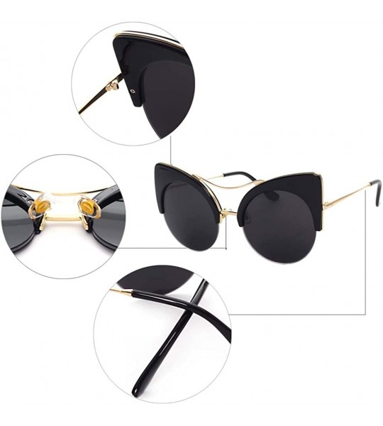 Oval Black Deals Friday Cyber Deals Monday Deals Sales-Sunglasses Women Oversized Cat Eyes Flower Gifts - CV18EISLNN7 $24.88