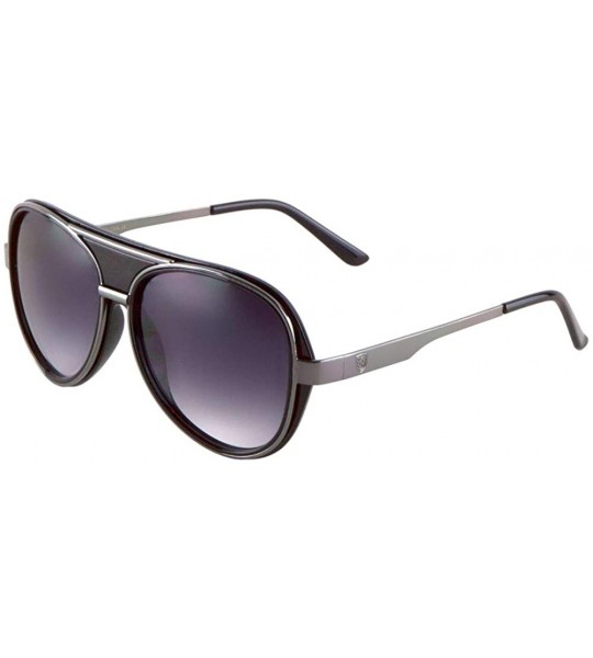 Aviator Double Thick Plastic Metal Rim Round Aviator Sunglasses - Smoke Gunmetal - CJ190O7N7TE $25.99