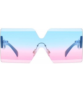 Square Oversized Square Sunglasses for Women Rimless Frame Candy Color Transparent Glasses - Blue-pink - CW18INU8ET9 $25.01