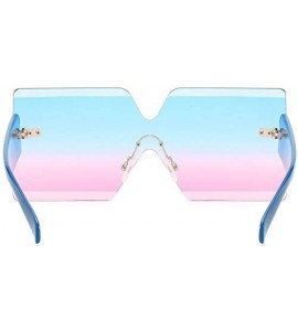 Square Oversized Square Sunglasses for Women Rimless Frame Candy Color Transparent Glasses - Blue-pink - CW18INU8ET9 $25.01